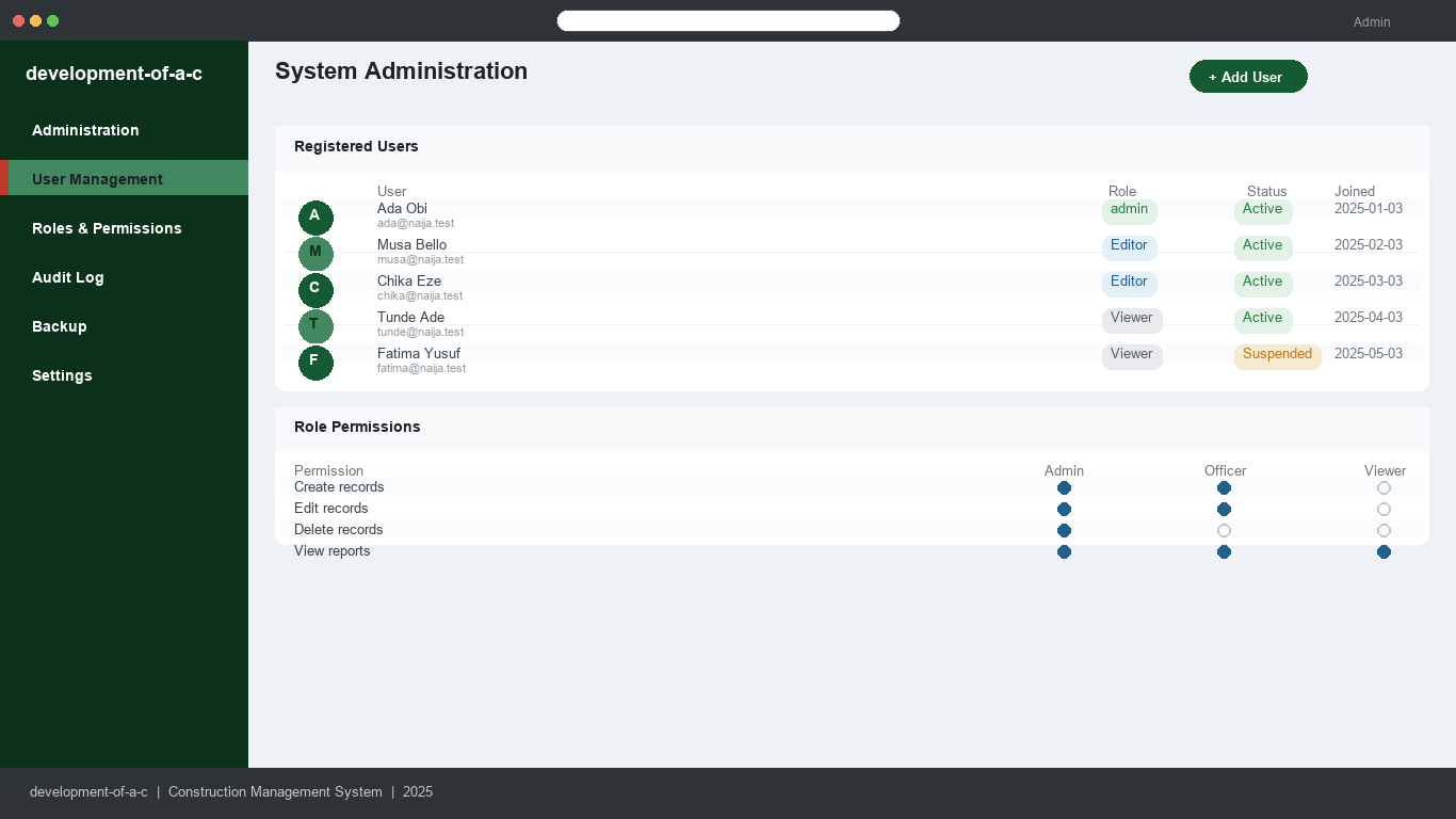 Development of a Construction Worker Payroll Management System — application homepage