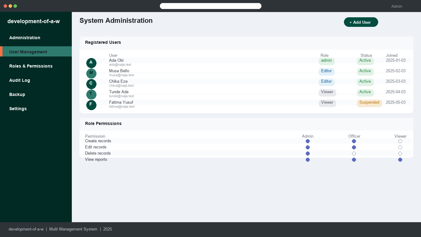 Development of a Web-Based Multi-Tenant Records Management Platform — application homepage